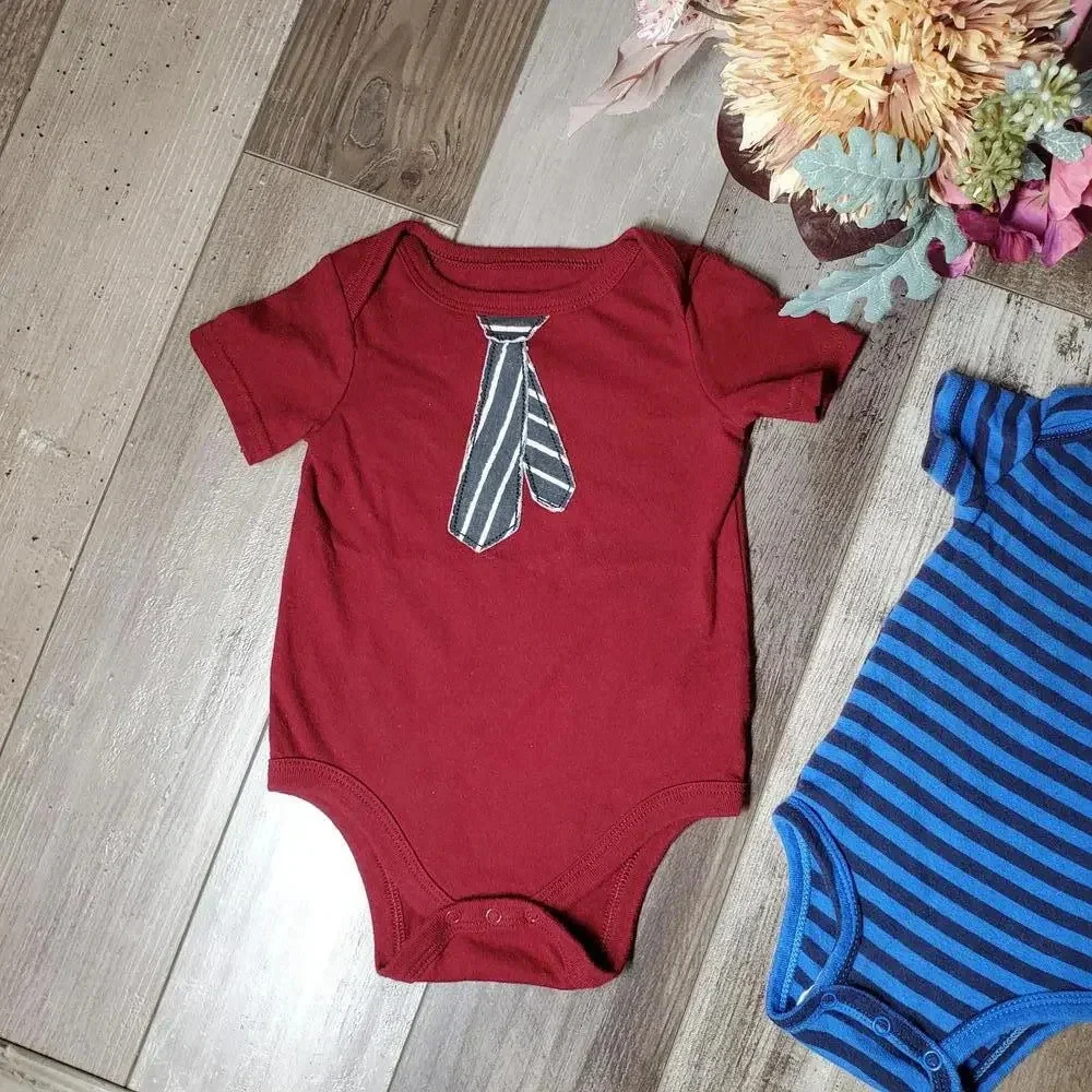 Baby Boy Size 3-6M Bodysuit Bundle | Burgundy and Blue | Circo & Carter's